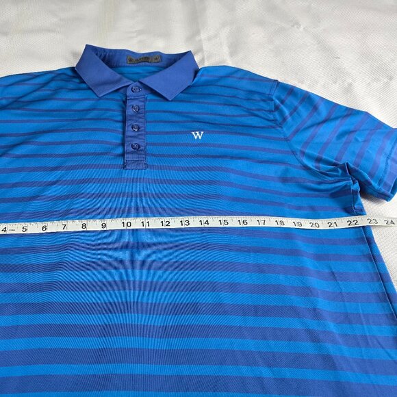 Gfore G/Fore Mes Short Sleeve Blue Stripe Stretch Polo Shirt Size XL 8% Spandex - Picture 4 of 7